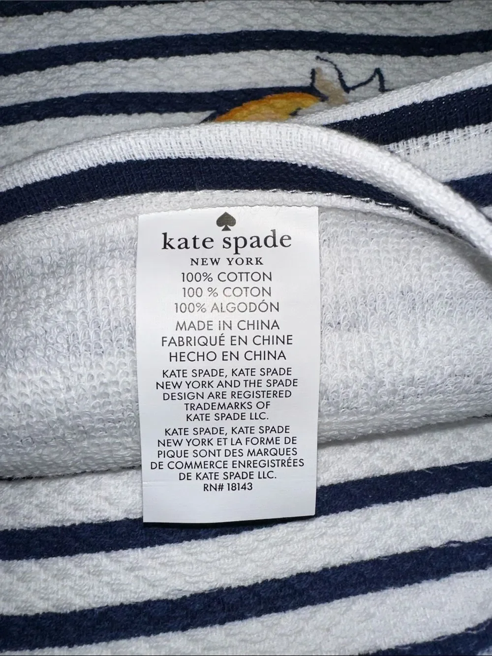 kate spade Coastal White Navy Orange Graphic Large Polka Cotton Kitchen Towels
